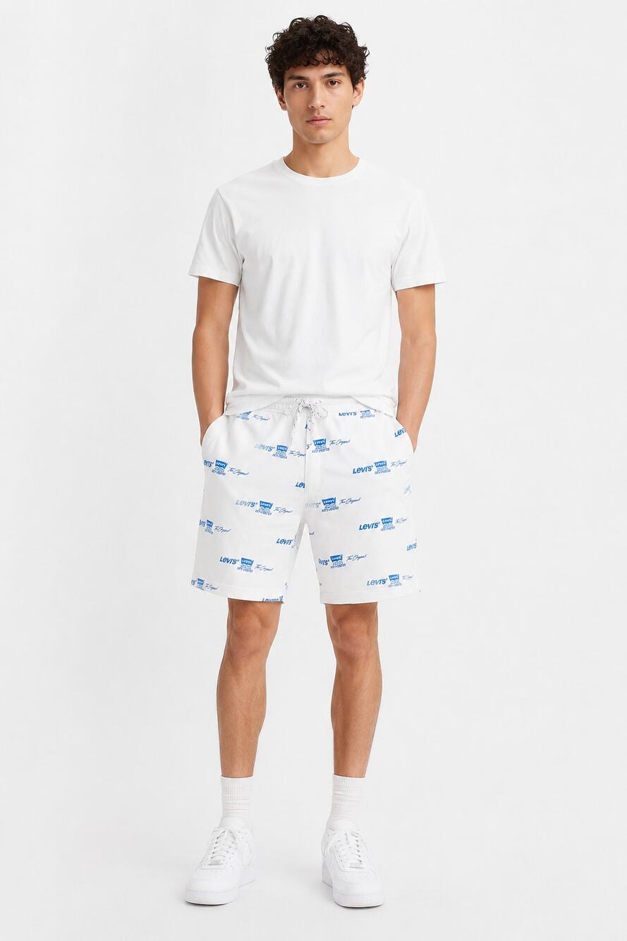 Levis Mens Graphic Monogram Sweatshorts Drawstring Waist Size Medium White NWT